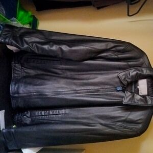 New, never worn, 2XL black leather jacket from Wilson leather